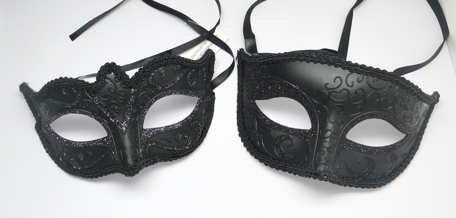 Venetian Masquerade Costume Wedding Porm Party Black Mask 4 man/woman Boy/Girl
