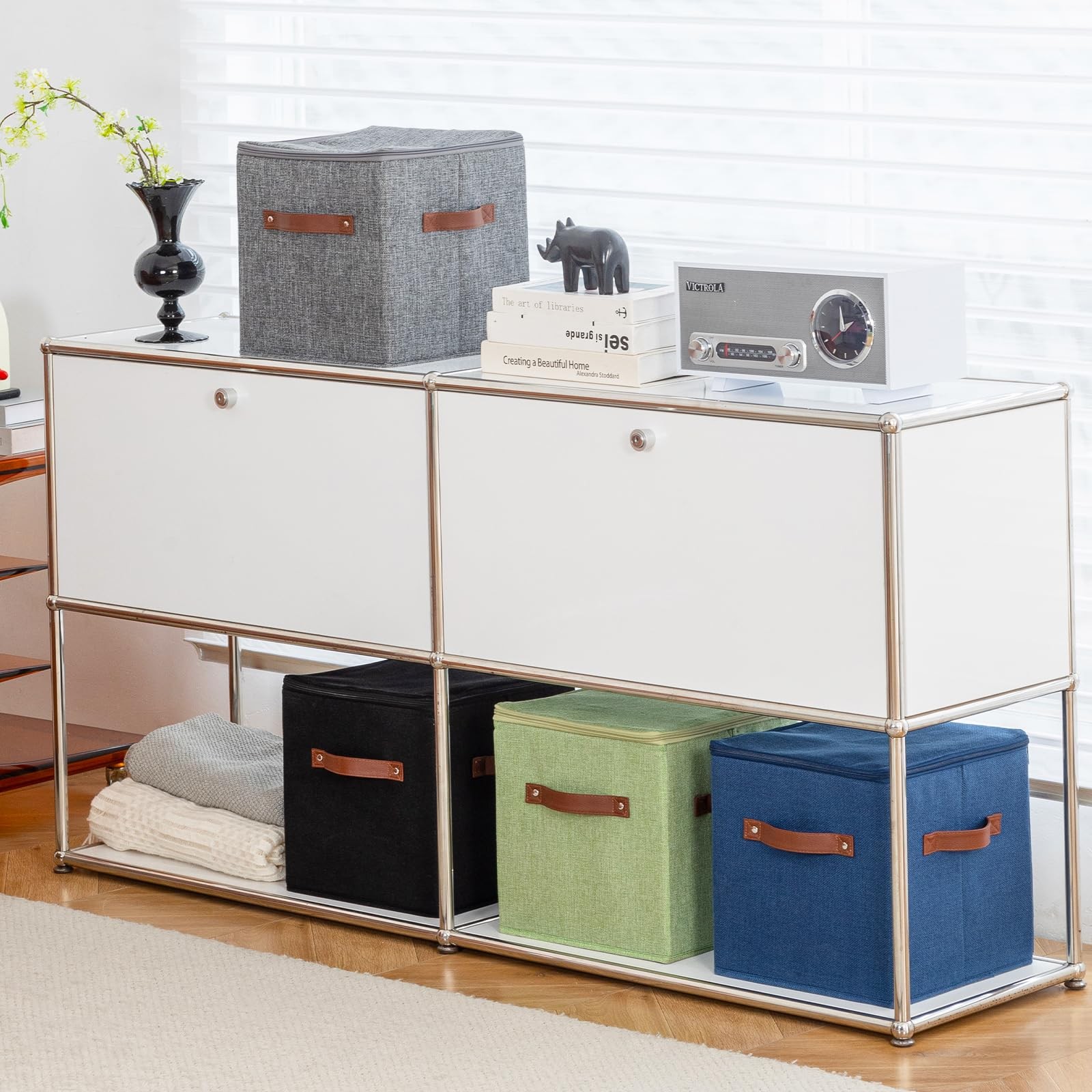 11inch Storage Boxes Cubes with Zipper Lid Collapsible Fabric Lidded Storage ...