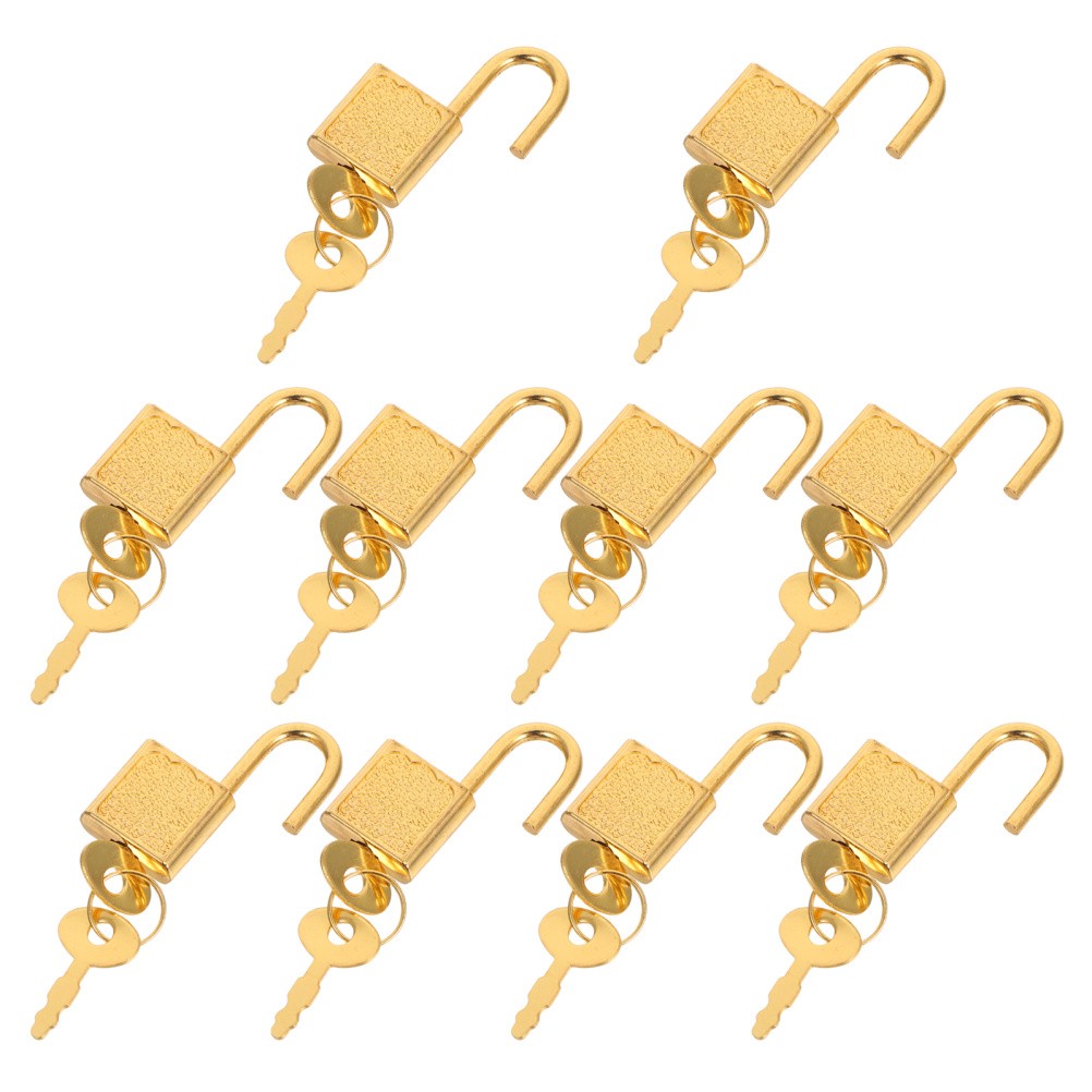 10 Sets Small Lock Key Lockable Diary Book Backpack Padlock for Suitcase