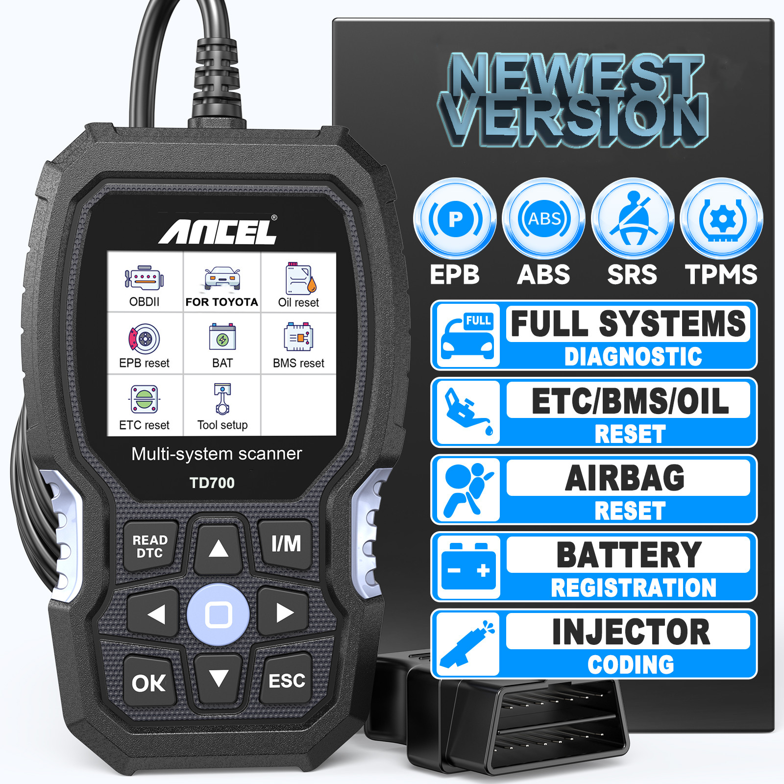 Ancel TD700 For TOYOTA LEXUS OBD2 Scanner All System Diagnostic Tool Oil Reset