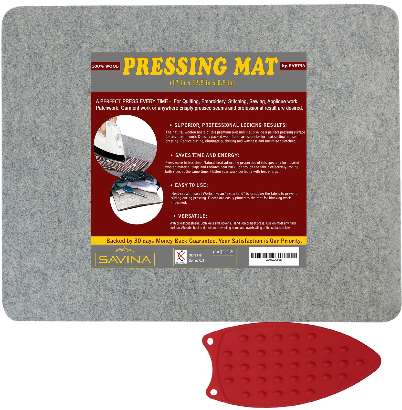Wool Pressing Mat - 17" x 13.5" Quilting Ironing Pad - 100% New 14in x 17in
