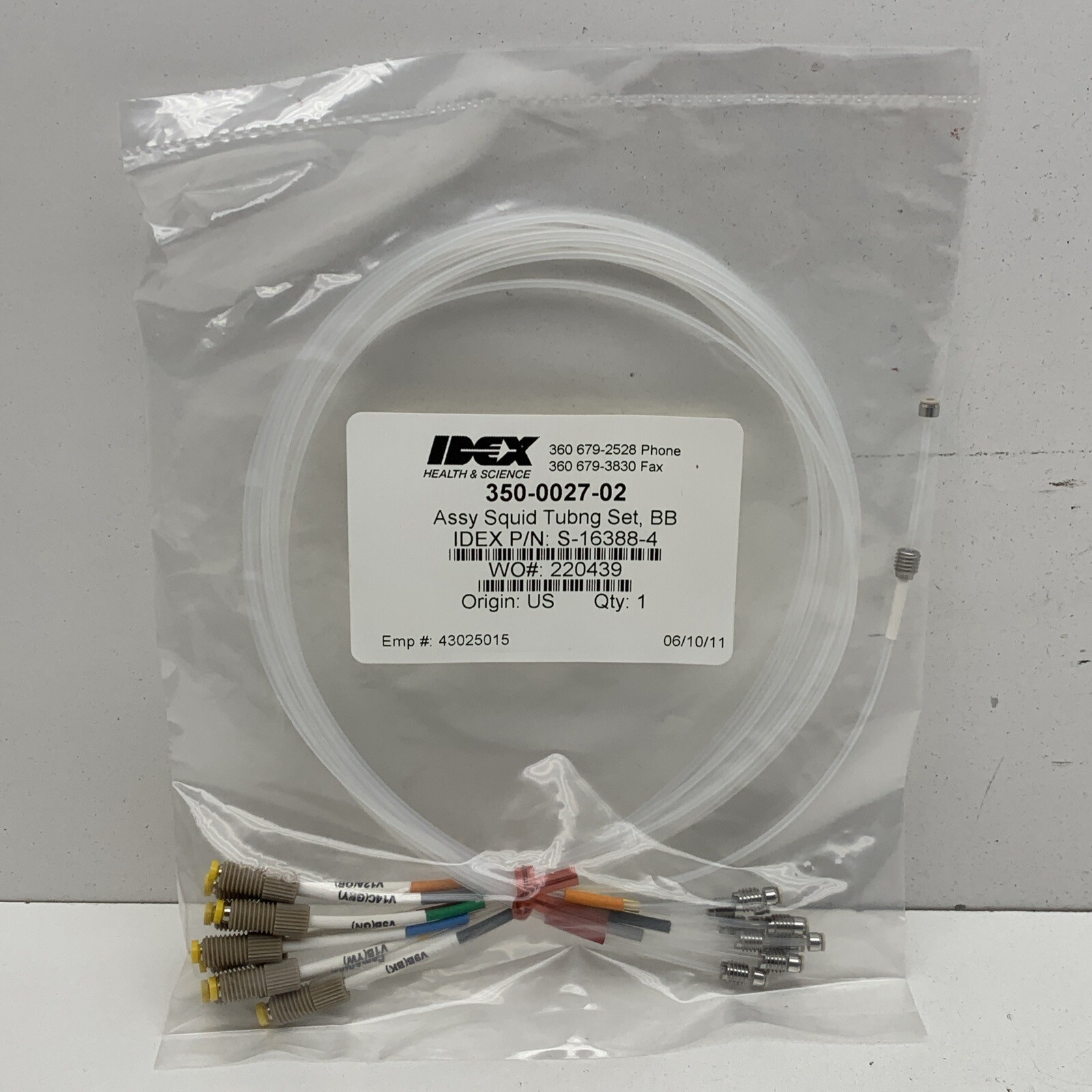 (9-Tube) Idex 1/16" OD Squid Tubing Set, F-356 & P-232 Super Flangeless Fittings