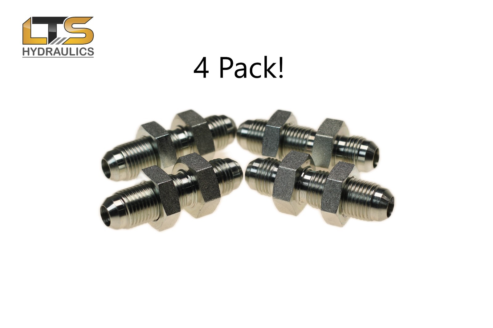 JIC Bulkhead #6 Male JIC 2700-06-06 w/Nut 3/8" Male JIC x 3/8" Male JIC 4 PACK