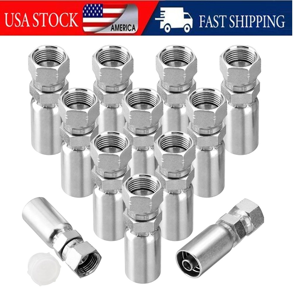 New-12 Pack 3/8" Hydraulic Hose Fittings, 3/8" I.D. Hose x 1/2" JIC 37° Female w