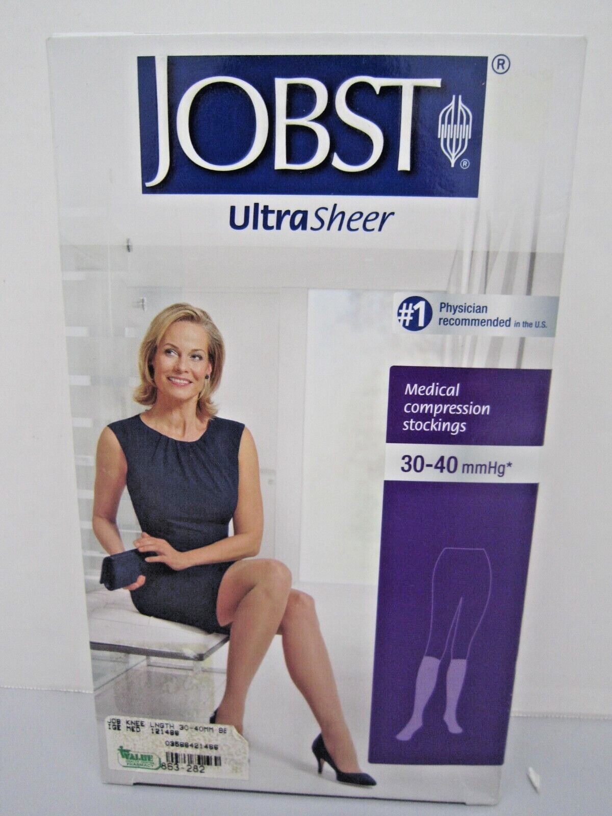 Jobst Women UltraSheer Stockings 30-40 mmhg Knee High Closed Toe Support Socks