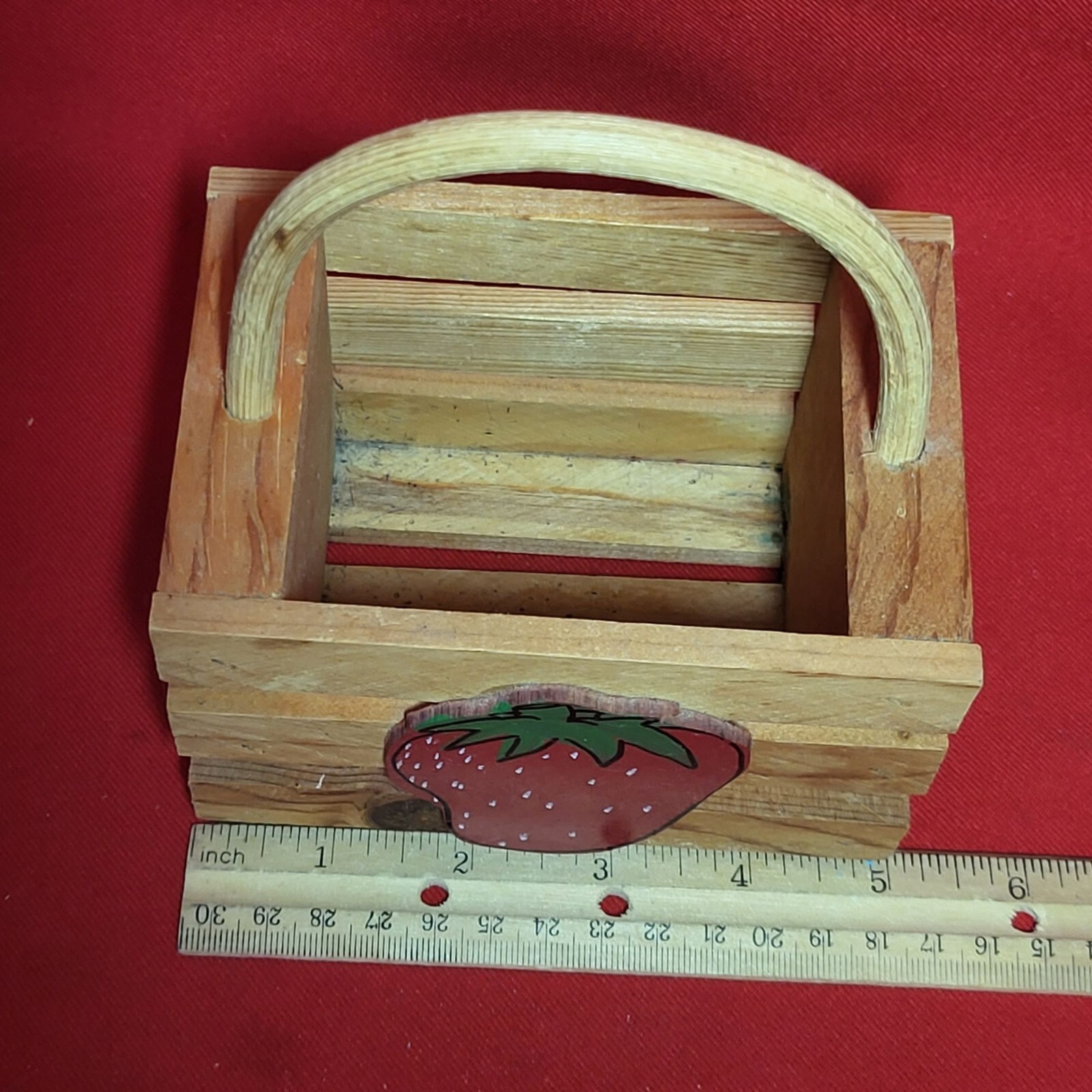 Small Strawberry Wood Basket