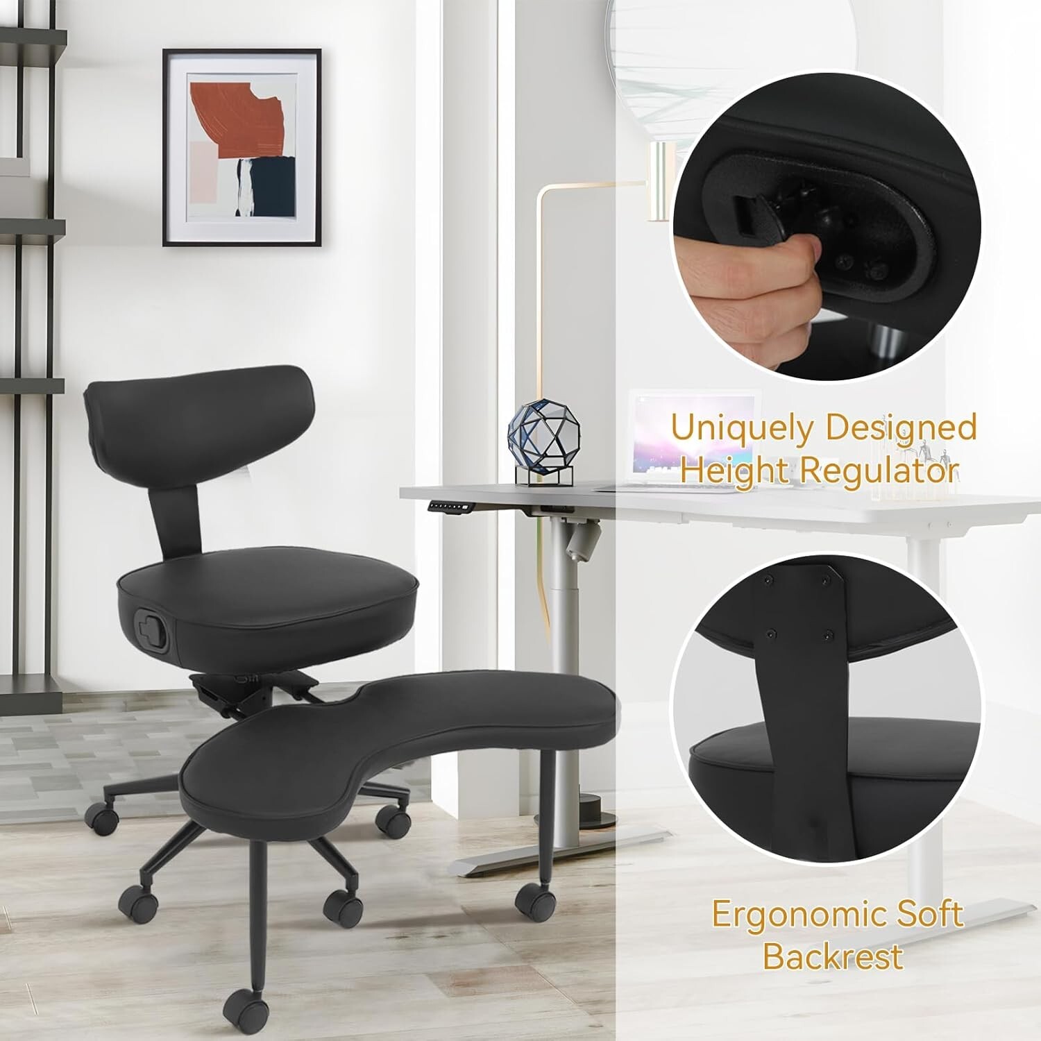 ELECWISH Criss Cross Legged Chair w/ Wheels Armless Swivel Office Desk Chair
