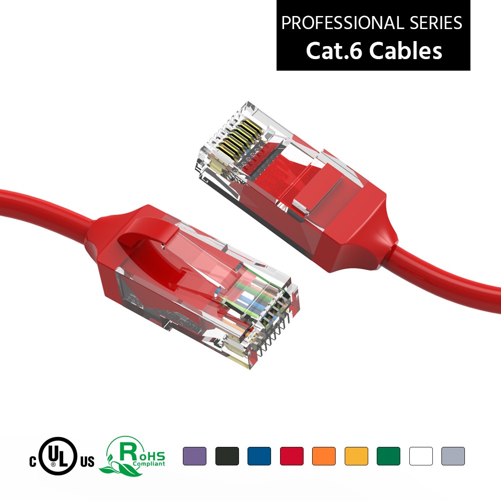 7Ft CAT6 28AWG Slim Ethernet Network Cable Red