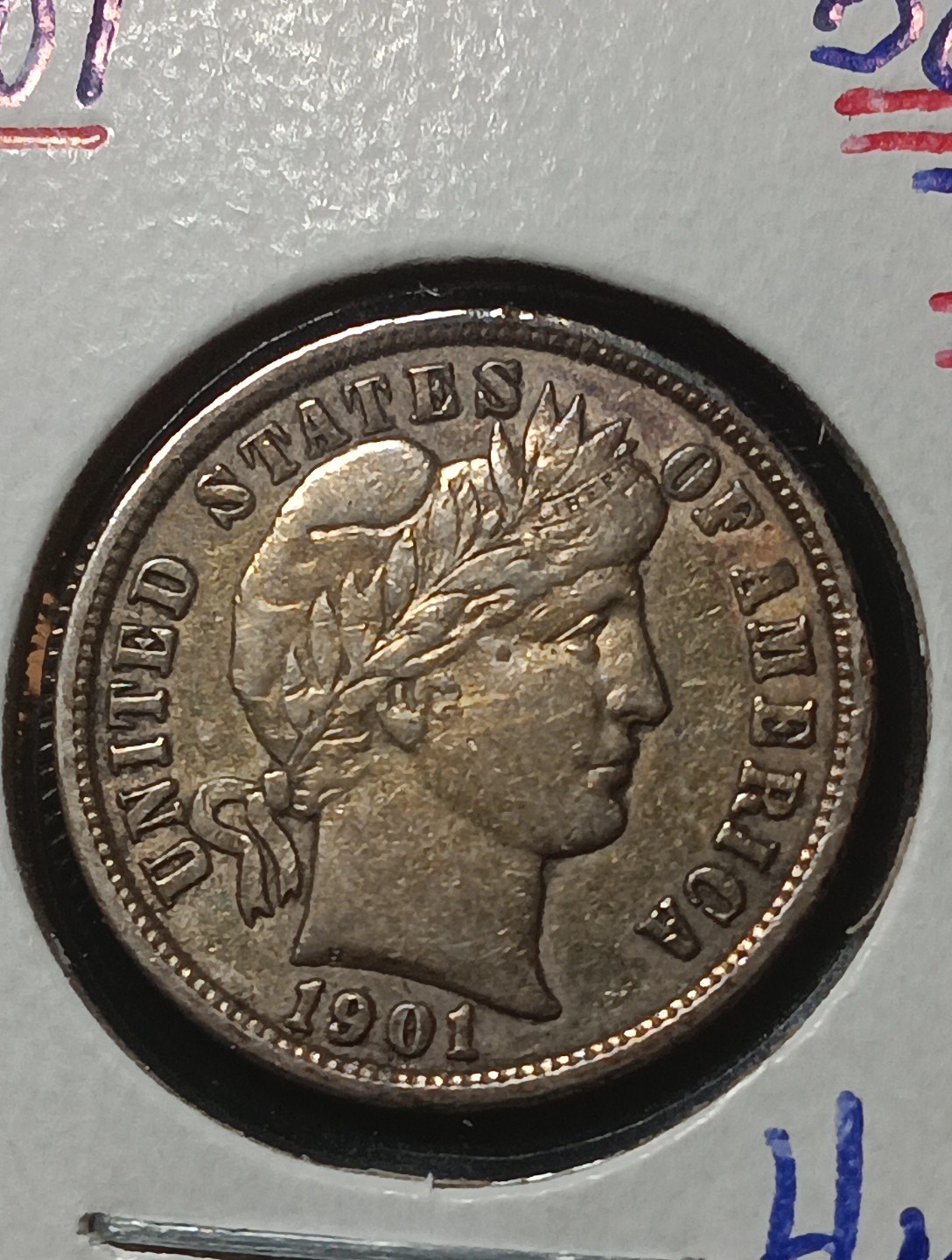 👉1901 Barber Silver Dime Bu Choice Book Toned Stunning Eye Appeal **