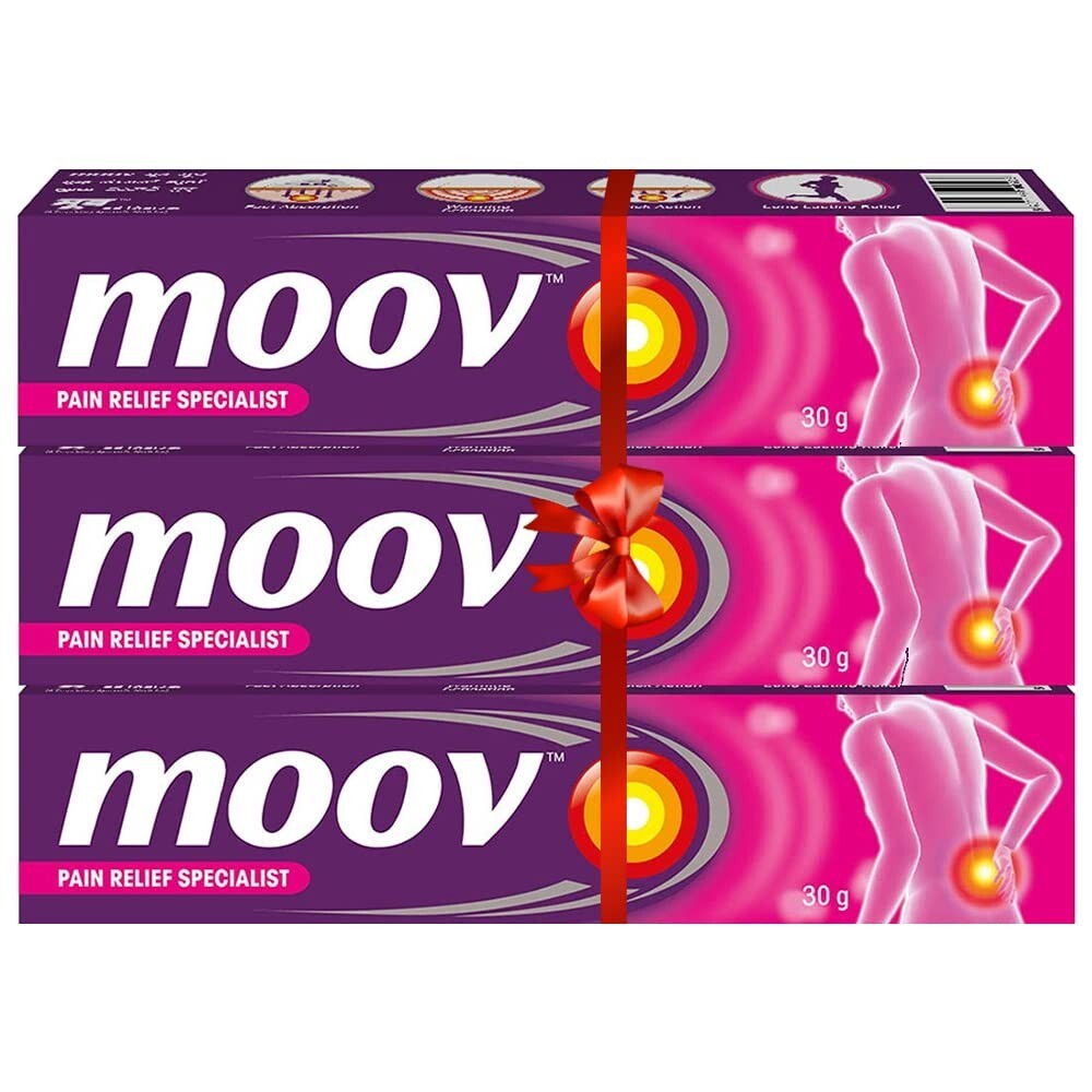 Moov Fast Pain Relief Cream With Nilgiri Oil Ayurvedic Ointment 30gm (Pack of 3)