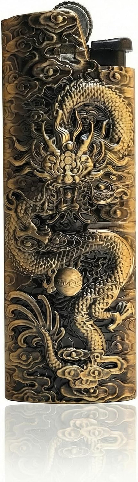 Lighter Case Cover Cases Holder Metal Sleeve Vintage Dragon Engraving for Size