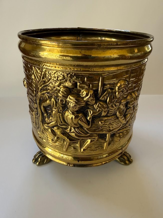 Vintage Peerage Embossed Brass Footed Planter Made in England