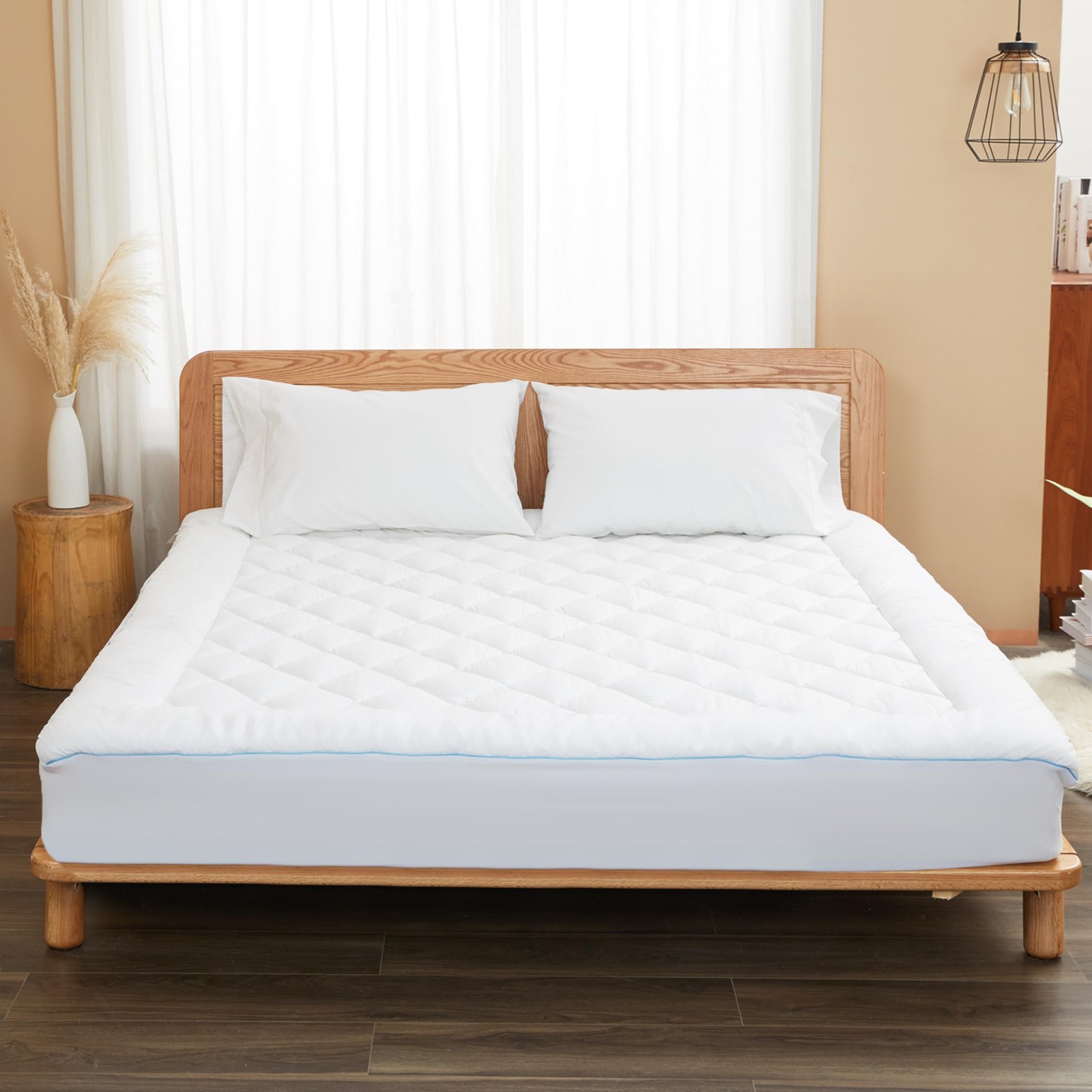 HOMTEC Queen Mattress Pad Extra Thick Cotton Topper Queen, White
