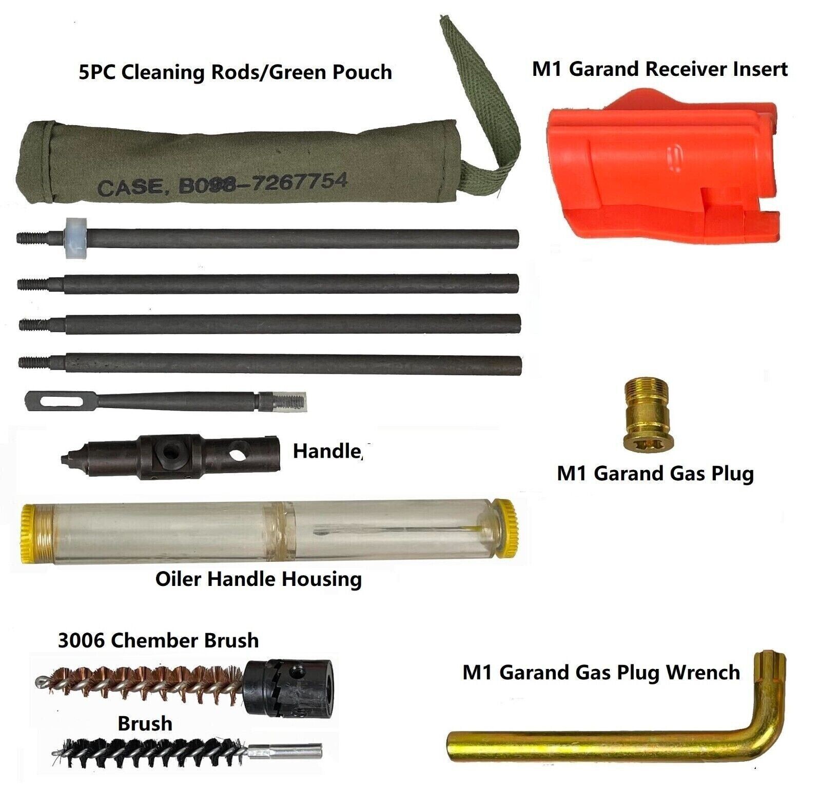 M1 Garand Cleaning Kit,Oiler Brush,Insert,Gas Plug Wrench Combo