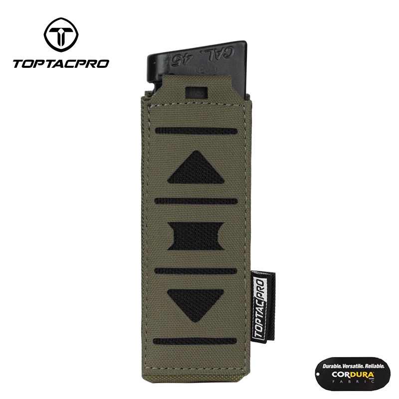 TOPTACPRO Tactical Mag Pouch MOLLE Single Mag Carrier Laser Cut 9mm Magazine MC