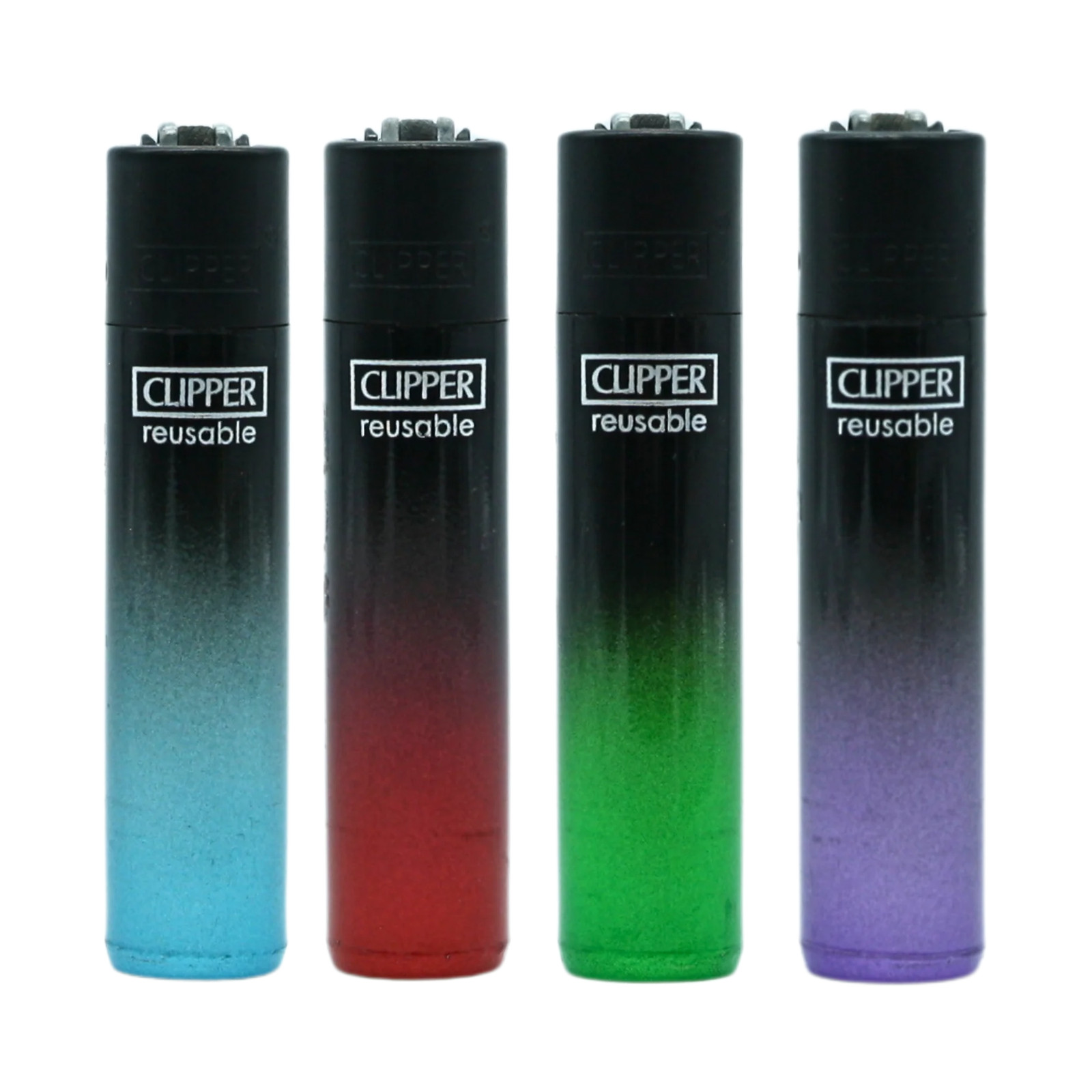 Clipper Micro Lighters - 4 Pack Pre-Filled Removable Flints - Black Crystal