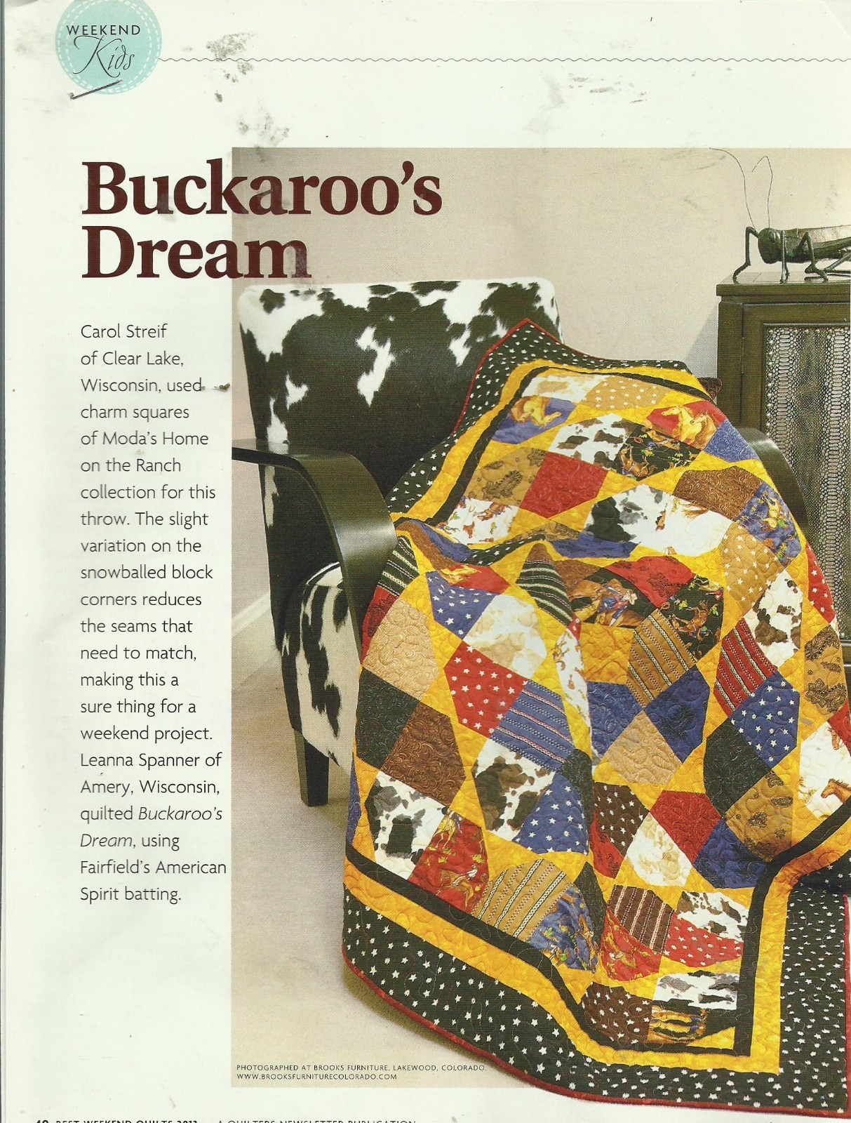 B0332  BUCKAROO'S DREAM CHILDRENS' QUILT PATTERN/INSTRUCTIONS
