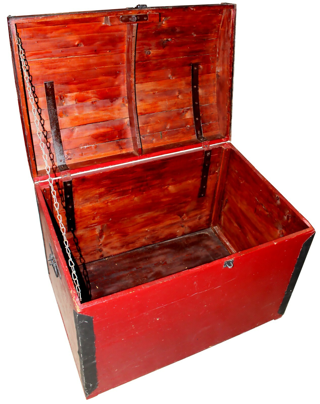Vintage Handmade Cedar Red Storage Steamer Trunk Chest