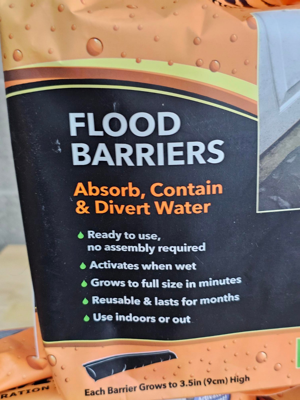 3 PACK - Quick Dam 17 ft Flood Barrier Water Activated Absorbant Contain Divert