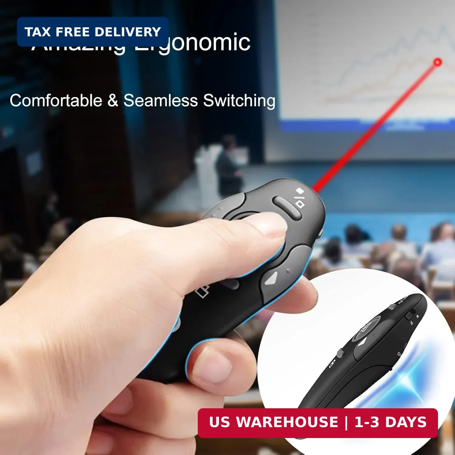 Wireless Presentation Clicker for PowerPoint Presentations, USB Dongle Presenter