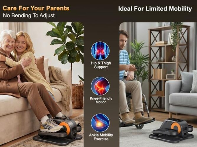 Under Desk Elliptical Machine, Quiet Seated Leg Exerciser for Home Office,