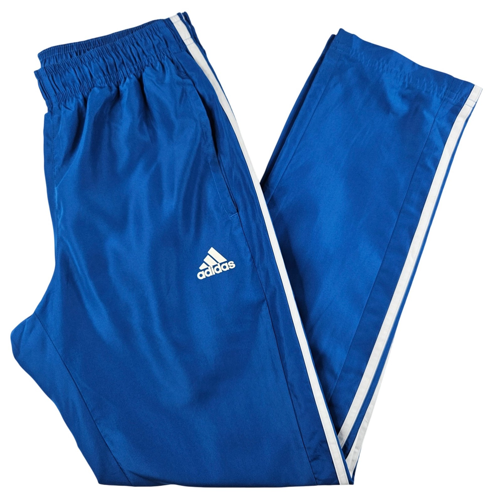 Adidas Mens Climalite Blue Track Pants Joggers White Stripes Size S