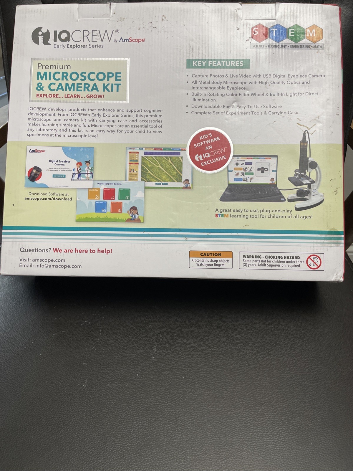 IQCREW Amscope 120X-1200X Kid's 85+ Piece Microscope Kit + Camera + Software
