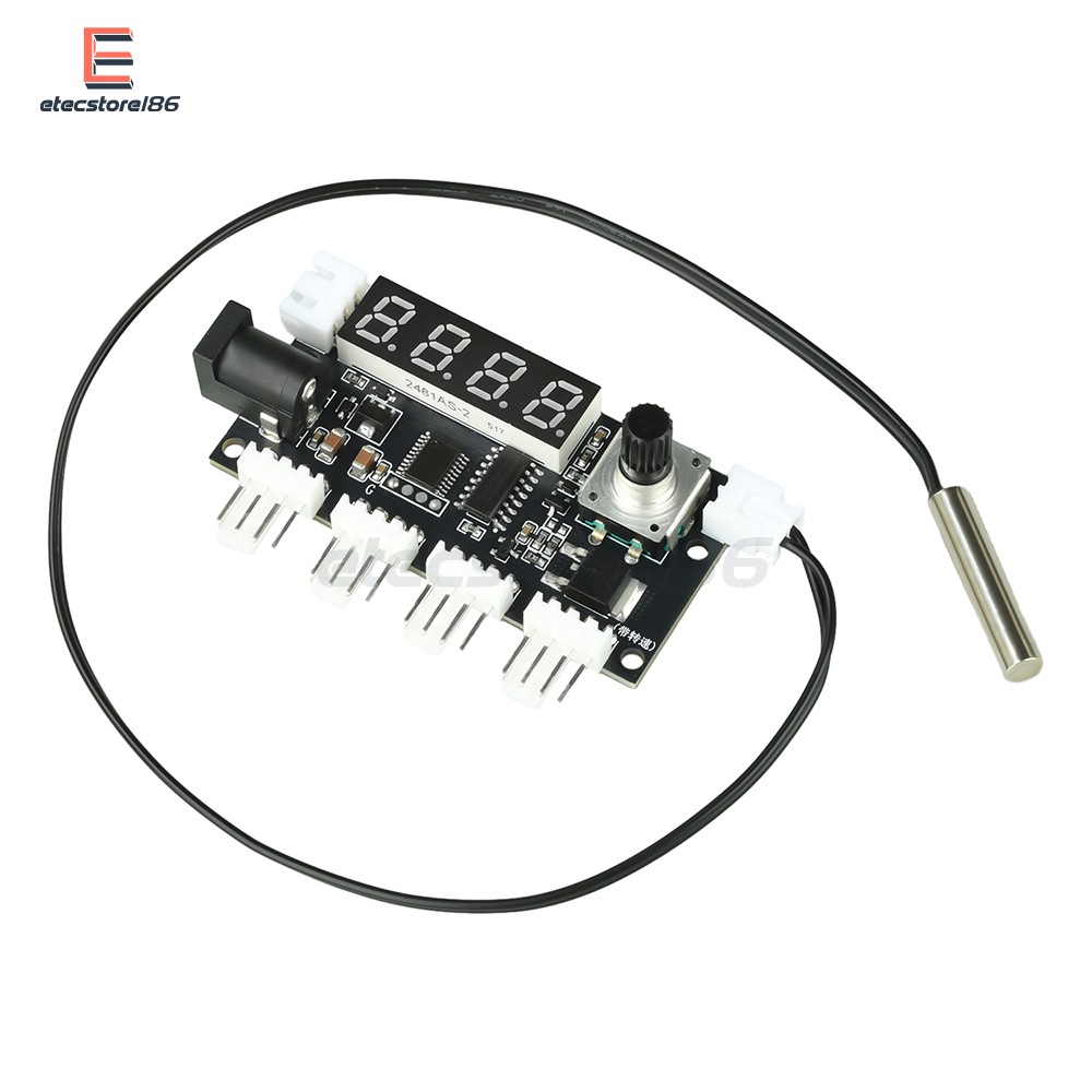 DC 5-24V 5A 4-way PWM Fan Speed Control Intelligent Temperature Control Module