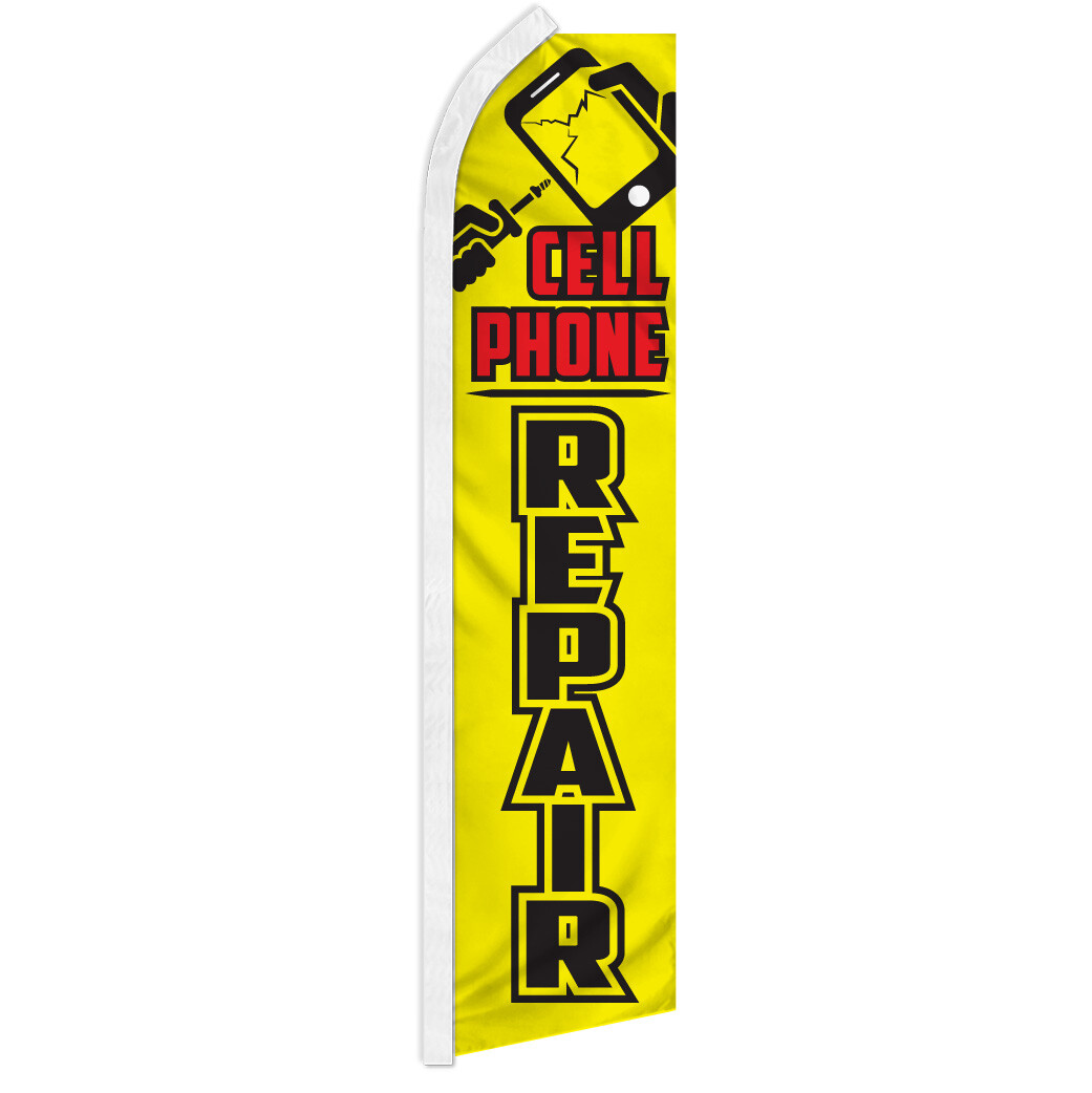 Cell Phone Repair Advertising Swooper Feather Flutter Flag YW/BLK