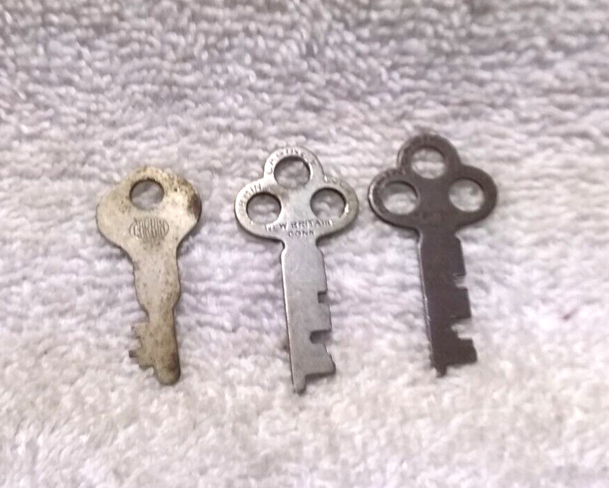3 Corbin Cabinet Keys Turn Of the Century 1900 's Great Antique Condition