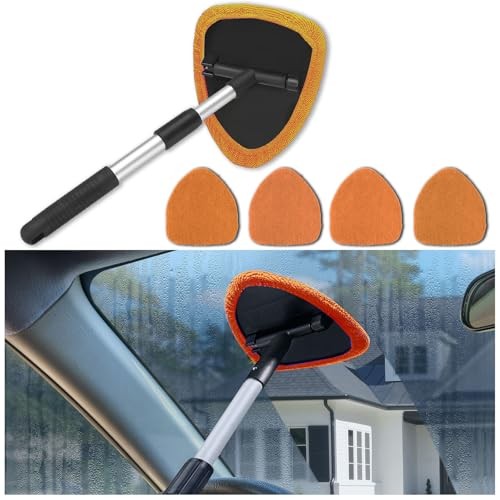 Windshield Cleaner Tool - Portable Car Interior Window Cleaning Kit with Orange