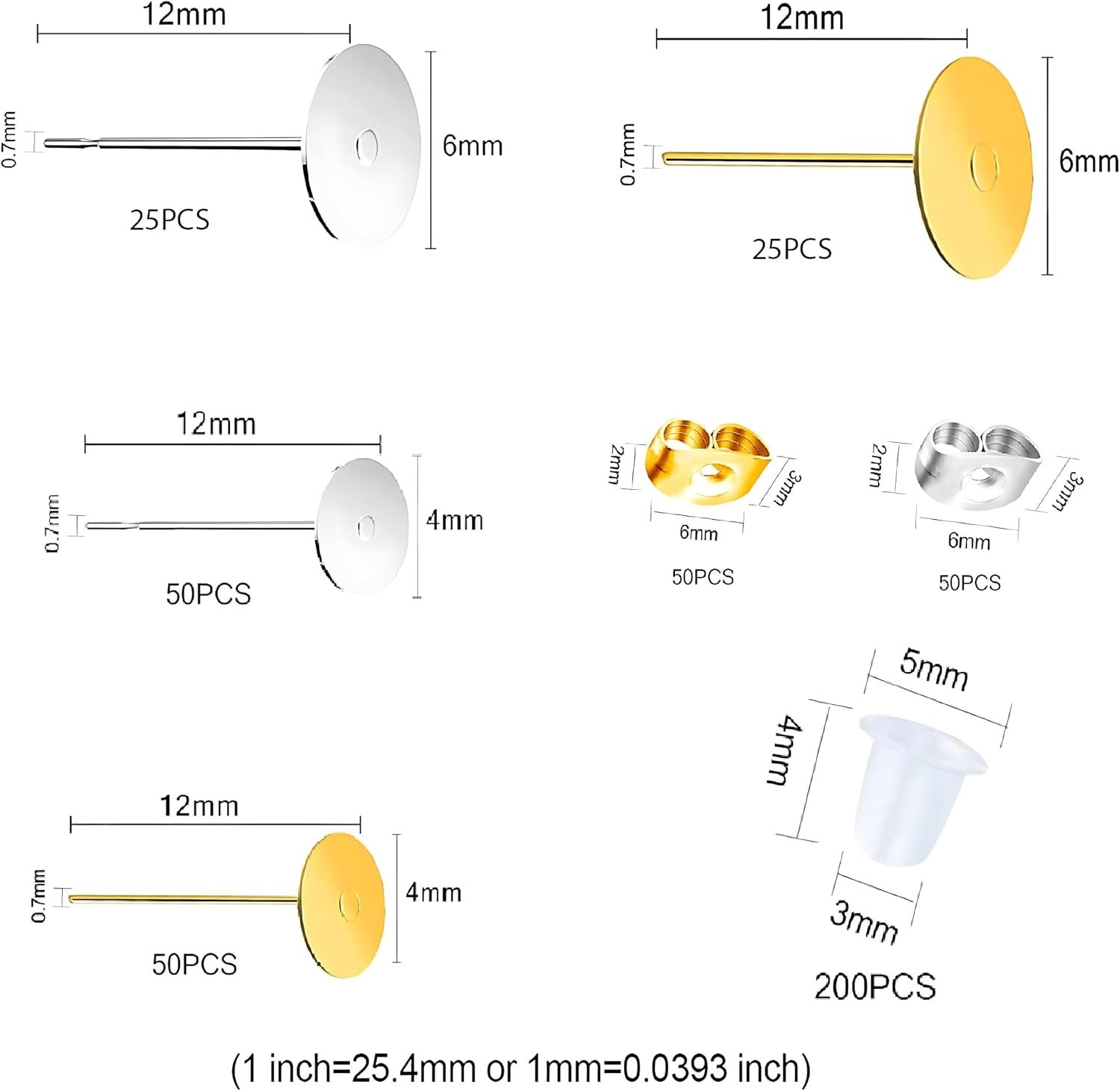 Versatile 450PCS Earring Posts and Backs Set - Hypoallergenic for Sensitive Ears