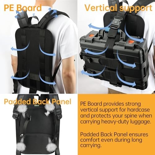 Rugged 21" Hardshell Backpack with Lockable Buckles, Padded Backplate & Pockets