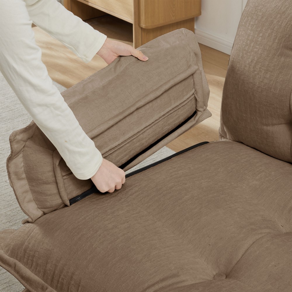 4 Seat L Shaped Sectional Sofa with Ottoman, Chenille Cloud Couch
