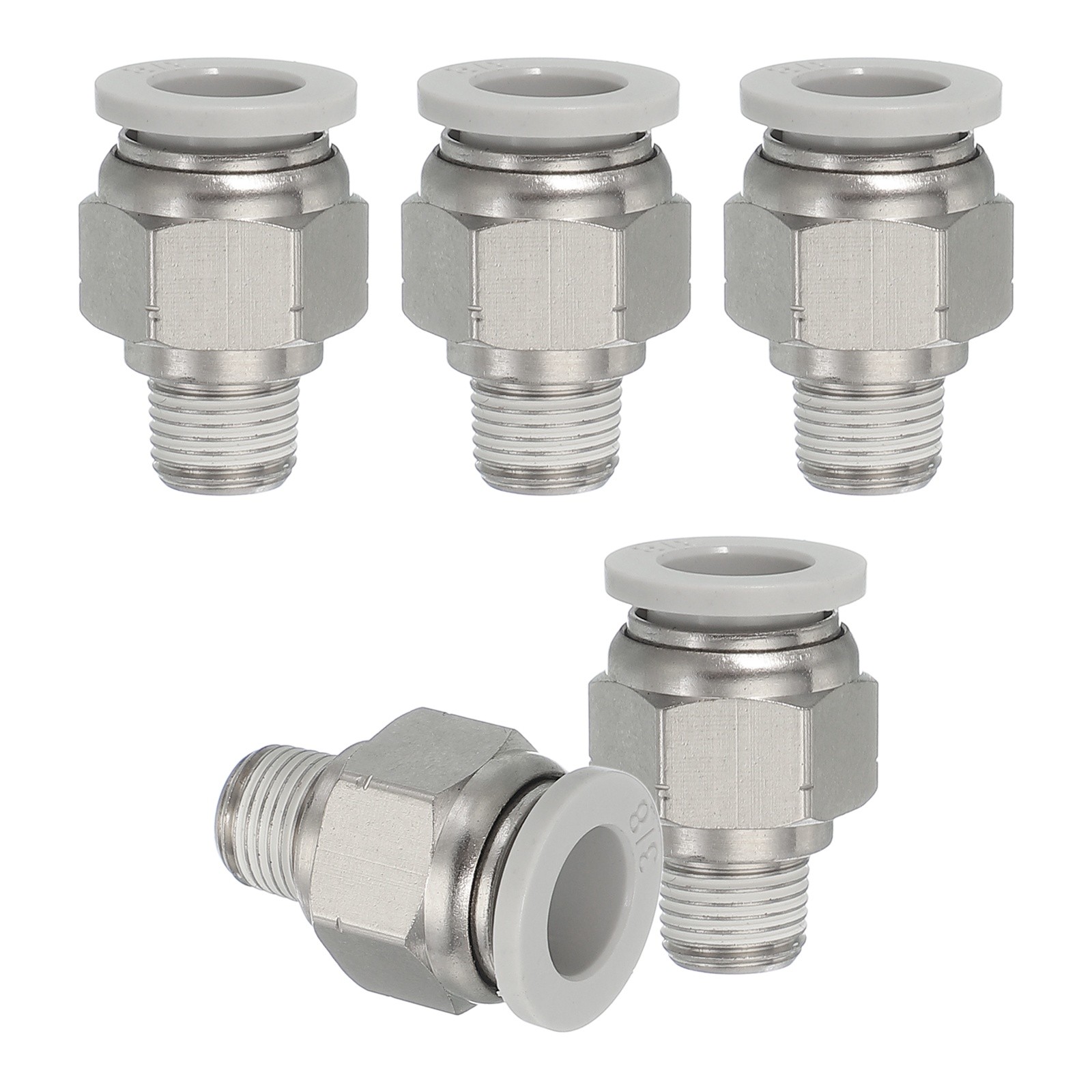 5 Pcs NPT Female 3/8" Tube OD x 1/8" NPT Thread Push to Connect Fittings, White