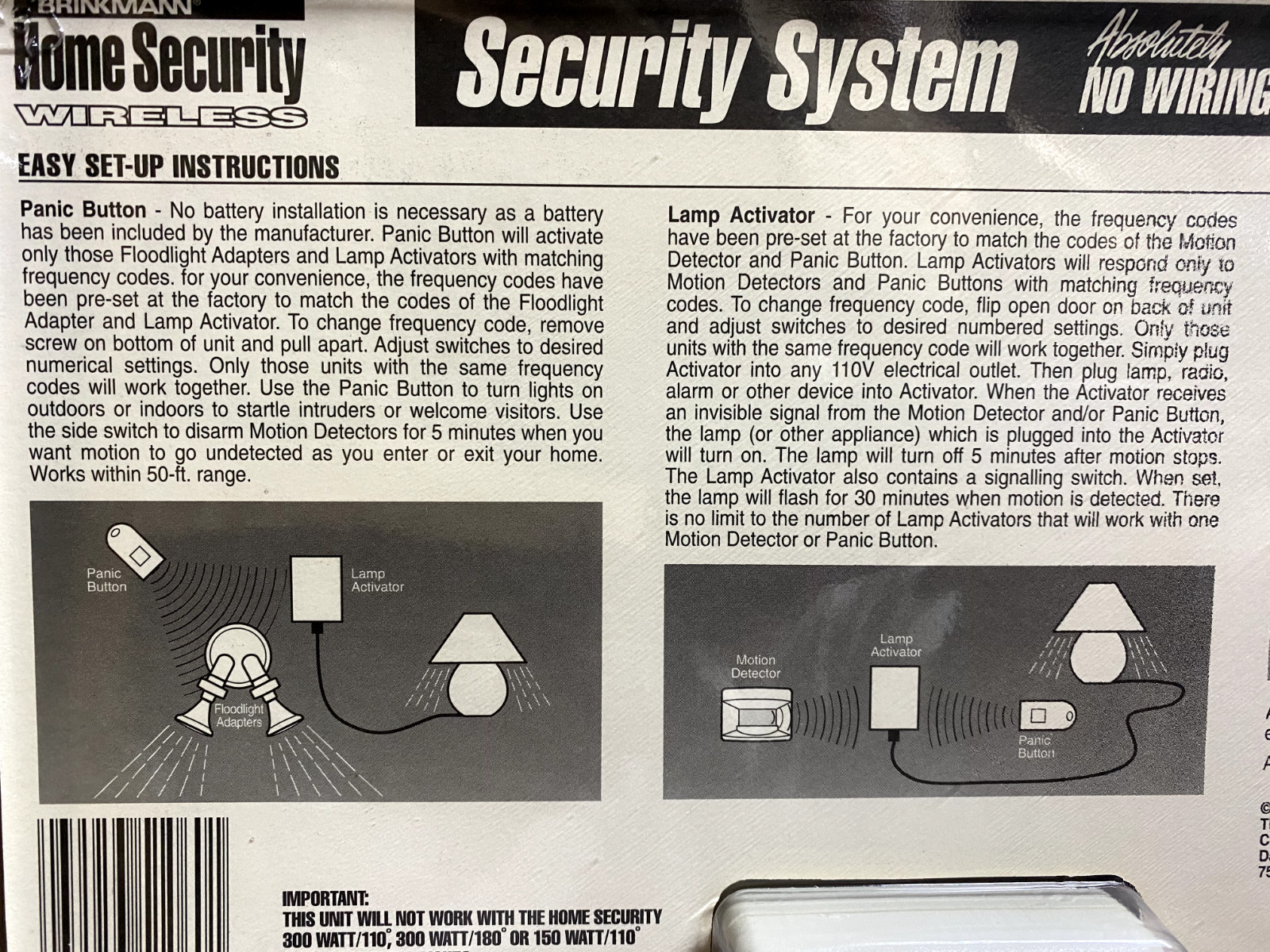 Brinkmann Wireless Home Security Motion Sensor Lamp Adapter Set