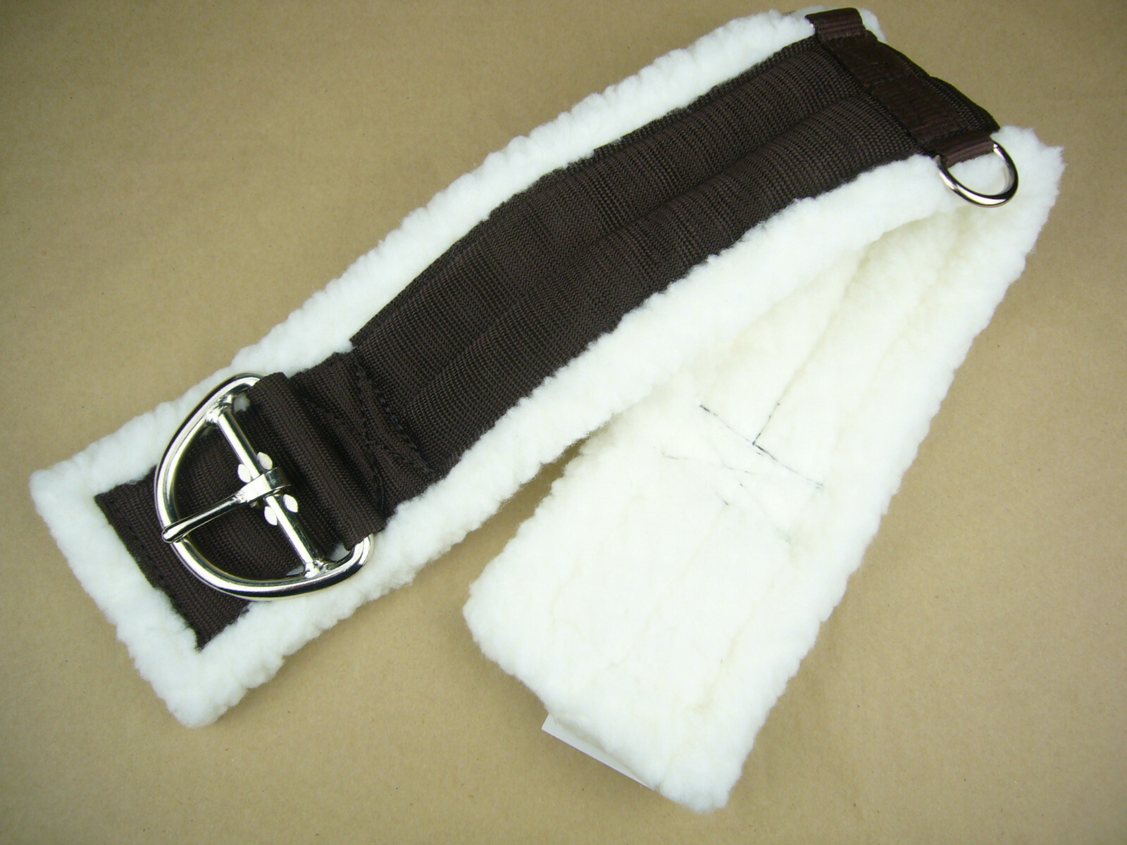 Western Girth Western Saddle Girth with Fur Brown 32" (80cm)
