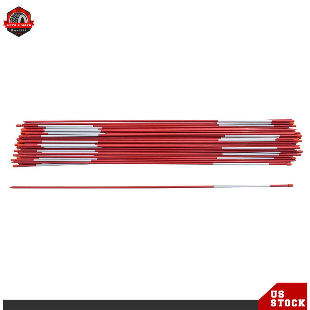 (Pack of 50) 48 inch Red Driveway Markers Reflective Snow stakes Snow Pole