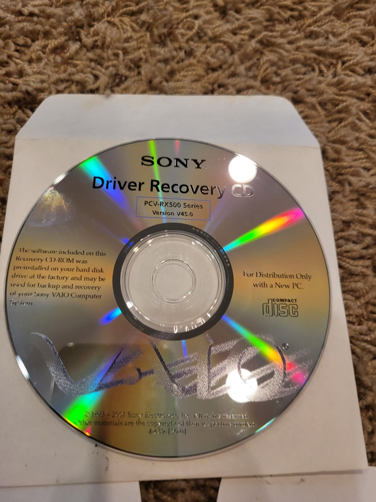 Sony VAIO PCV-RX500 System Recover Disc Set
