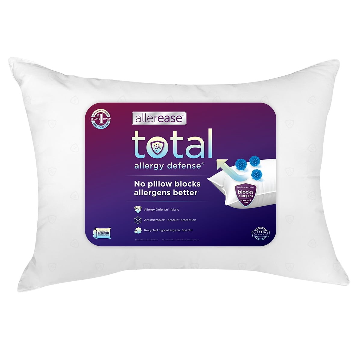 Total Allergy Defense Bed Pillows, Standard/Queen (2 Pack),NEW！