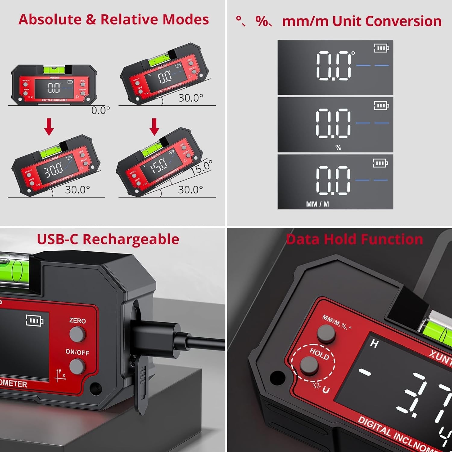 User-Friendly Dual Axis Angle Finder with Rechargeable Battery for Professionals