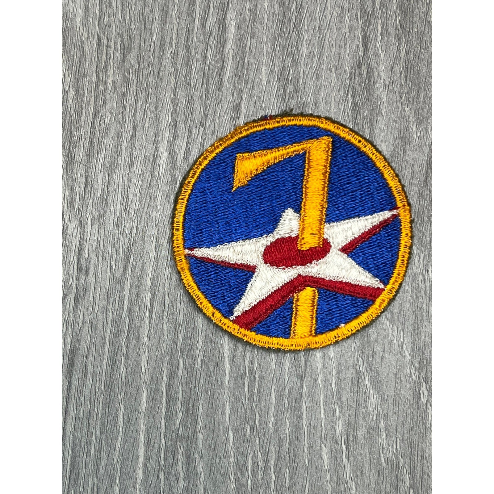 US Army Air Force 7th Air Force Embroidered Patch Blue Yellow Star WWII Style
