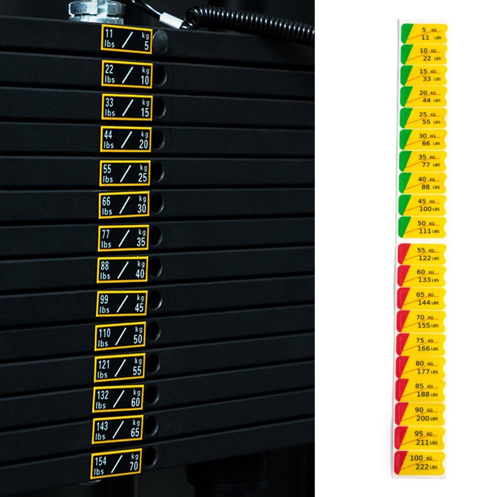 Gym Weight Markers Traceless Removal Various Weight Values PP Material Stickers