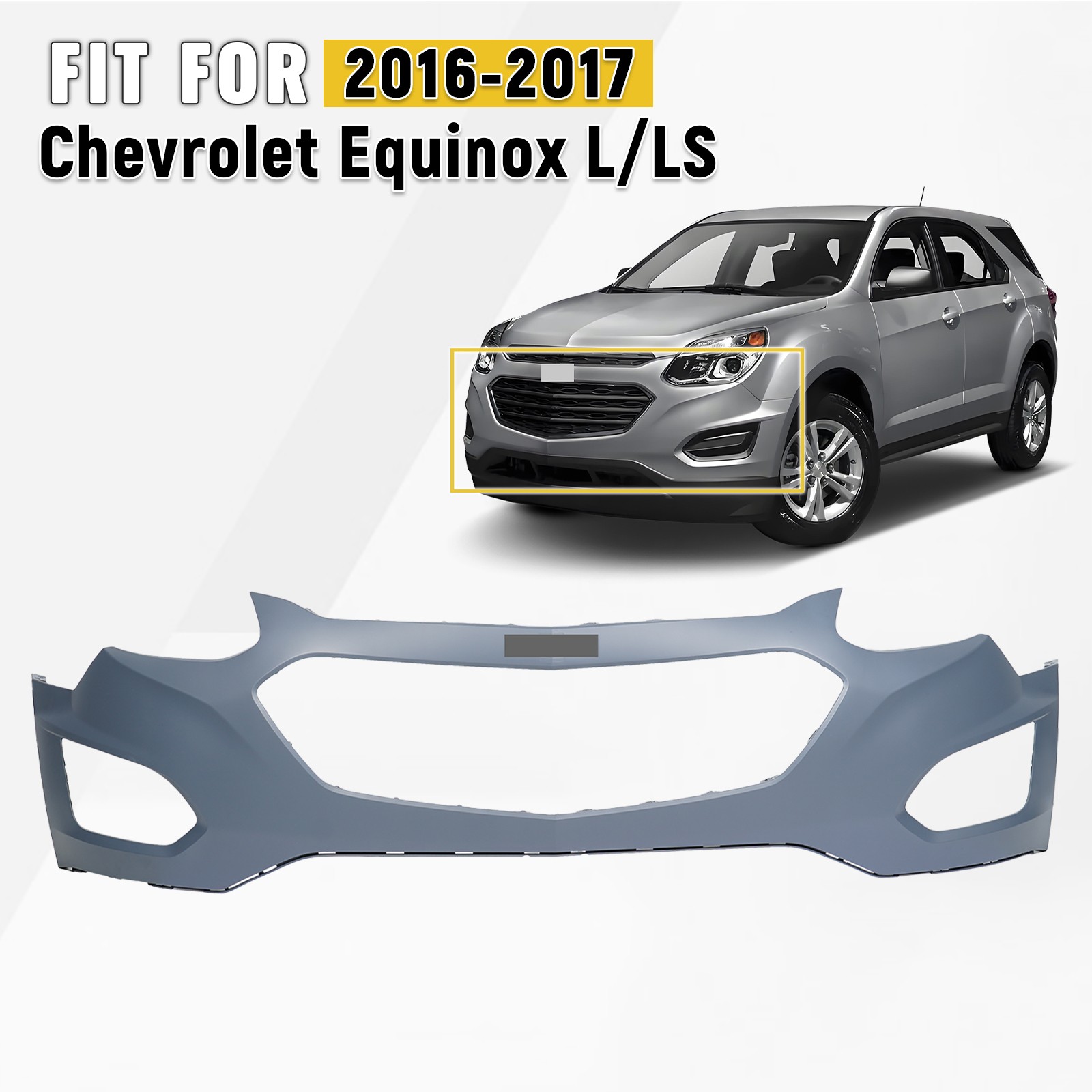 For 2016 2017 Chevy Equinox L LS W/O Fog Lamps Front Upper Bumper Cover 23413530