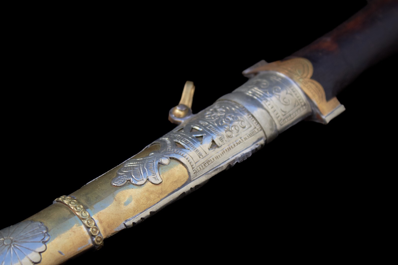 Amazigh Brass Copper Khanjar Handmade Dagger Engraved Silver Plated Berber Decor