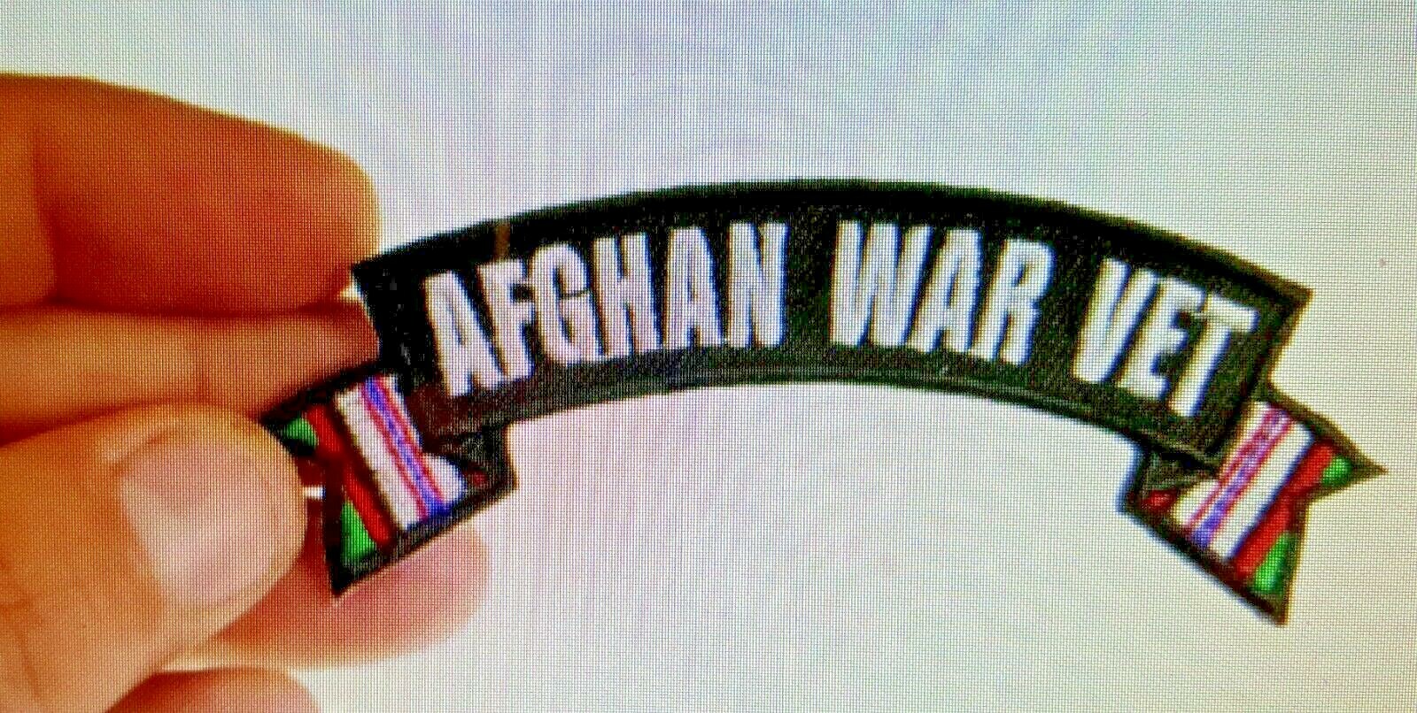 AFGHAN WAR VET RIBBON Military Rocker/Tab Patch -  Small 4x1.5 inch