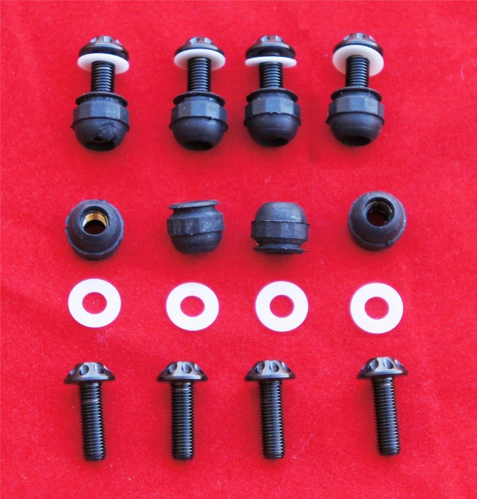 DUCATI BLACK TITANIUM SCREEN WINDSCREEN SCREW & WELL NUTS 24 PCS KIT 848 & 1098