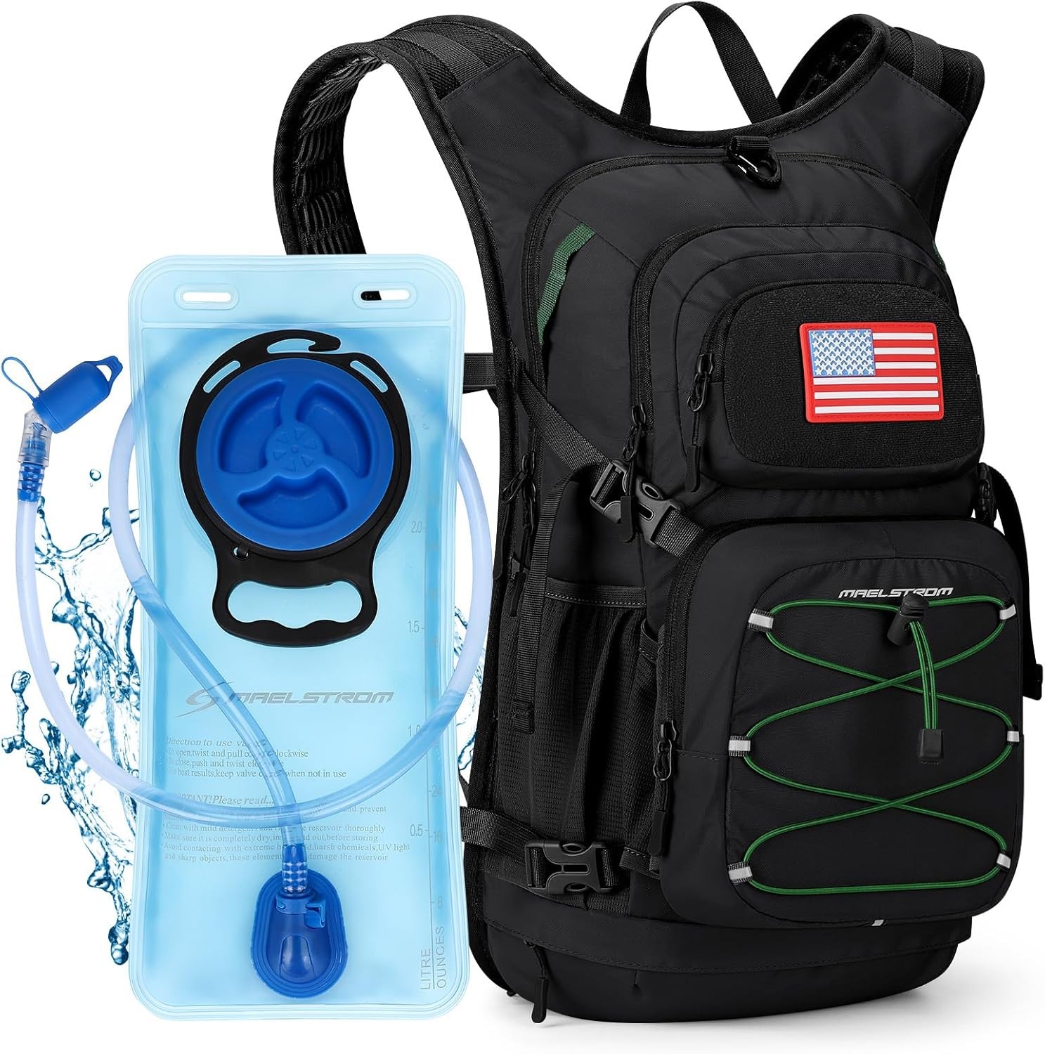 Maelstrom Hydration Backpack 2L/3L Water Bladder High Flow Bite Valve Light