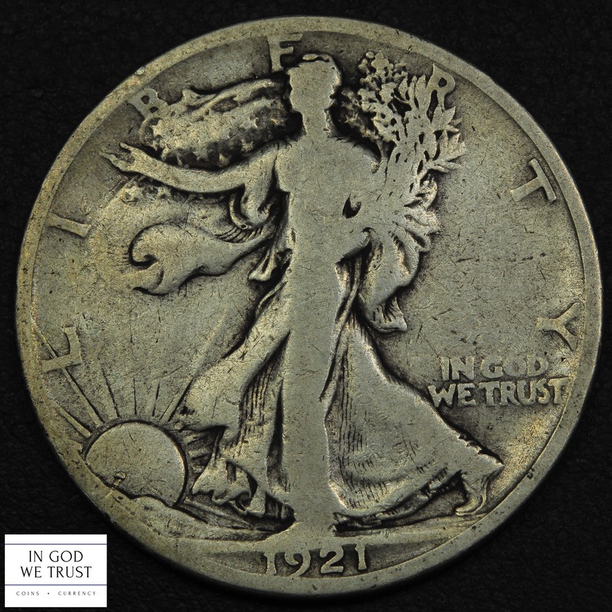 1921 S Walking Liberty Silver Half Dollar 50C