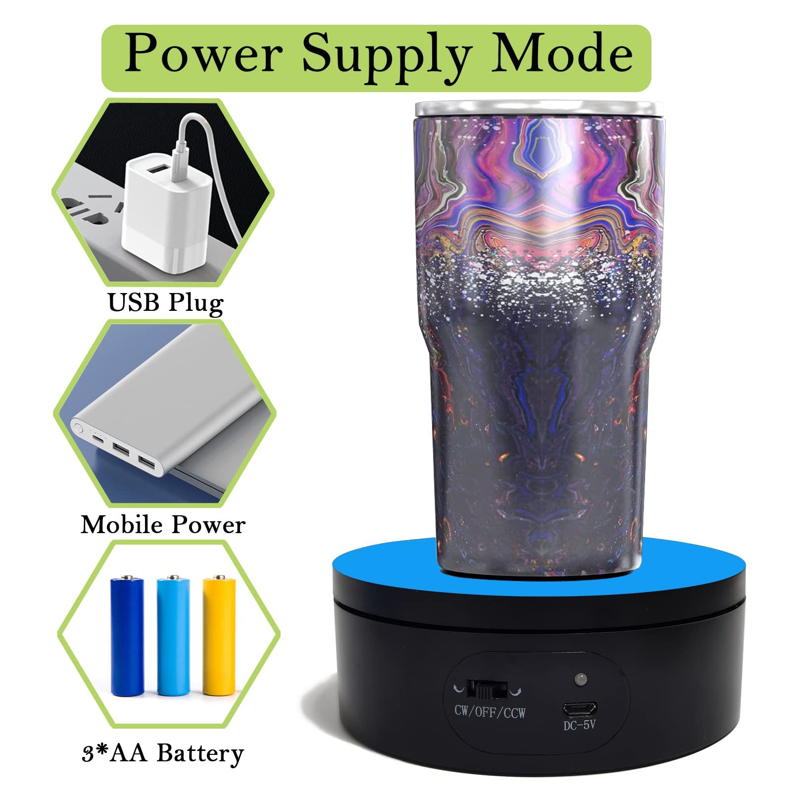YVV Motorized Rotating Display Stand,Turner Cup Platform for Epoxy Black